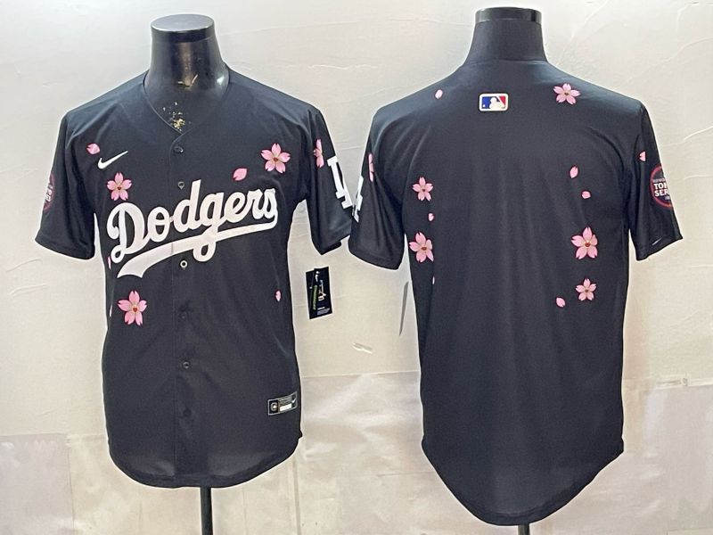 Men Nike 2026 Los Angeles Dodgers Blank Black Sakura Edition Game MLB Jersey 001